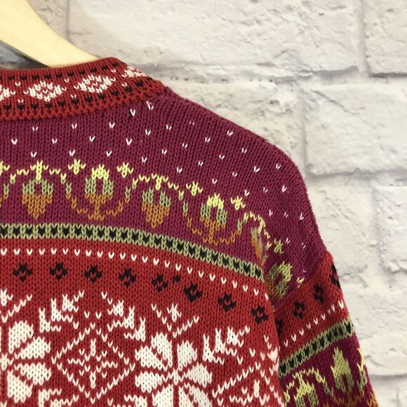 Peruvian Sweater Chaska Medium Hand Made Peru Cotton Top Metal Hooks Womens - Picture 11 of 12